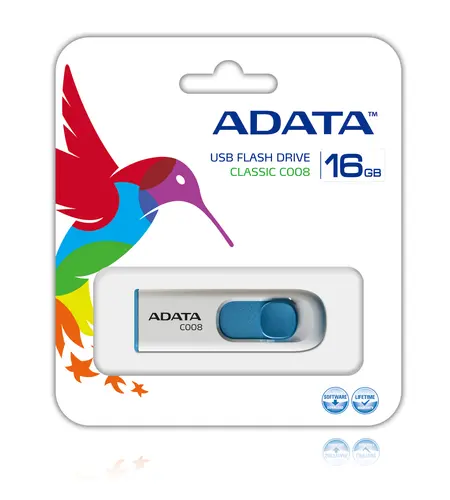 MEMORIA USB ADATA 16GB USB2.0 C008 AZUL Y BLANCO
